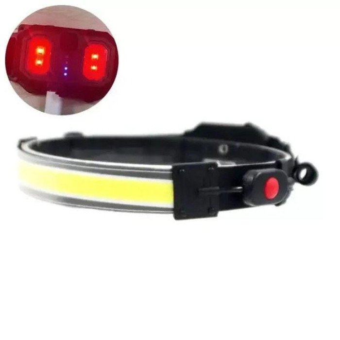 Ліхтарик налобний м'який акумуляторний XQ-T1C USB з червоними задніми вогнями, ліхтар на голову для риболовлі