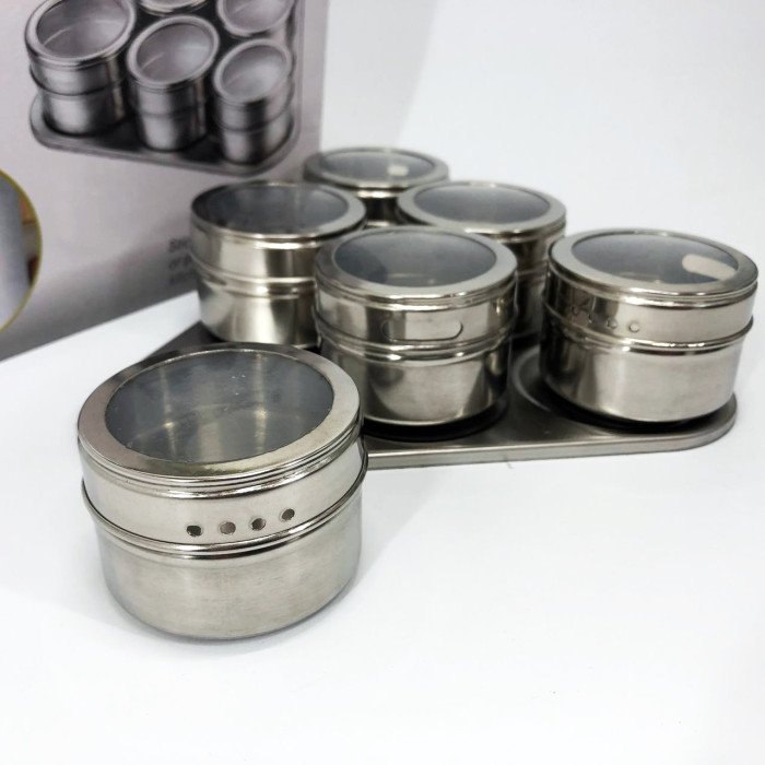 Набір ємностей для спецій MAG-745 з підставкою на магнітах, баночки для спецій 6 шт.