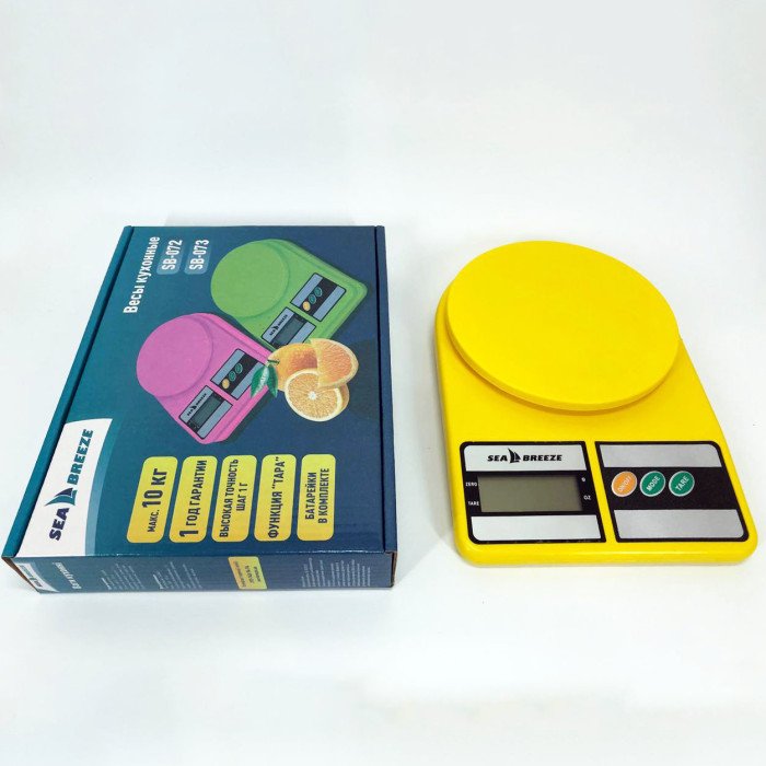 Ваги кухонні SeaBreeze SB-071, Електричні кухонні ваги, Точні кухонні ваги. Колір жовтий
