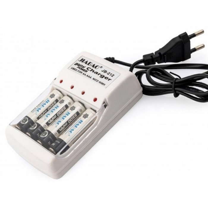 Зарядний пристрій для акумуляторів АА та ААА, Jiabao JB-212 + 4 акумулятори ААА