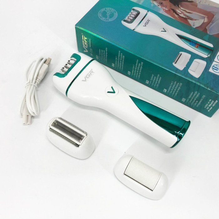 Епілятор акумуляторний жіночий 3 в 1 VGR V-728 Бездротовий електроепілятор пемза бритва для ніг і рук