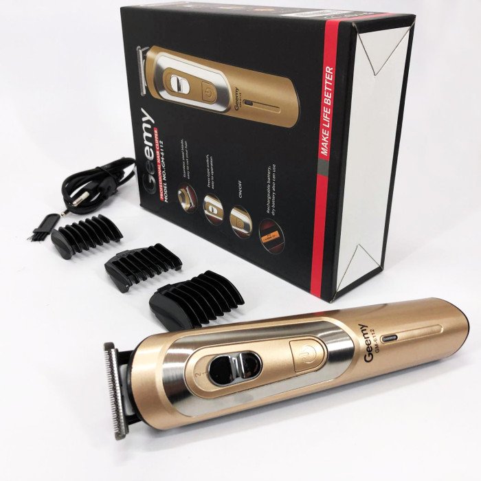 Бездротова машинка для стрижки волосся GEMEI GM-6112 акумуляторна. Колір: золотий