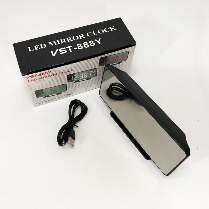 Годинник настільний дзеркальний VST-888Y-1 USB з червоним циферблатом, годинник електронний світиться