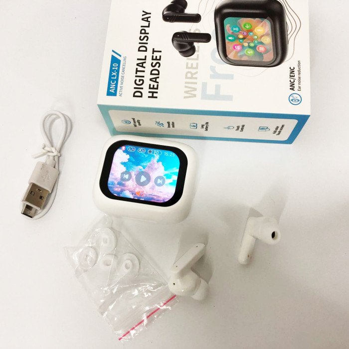 Навушники бездротові LX-10 TWS Earbuds з LED дисплеєм, Bluetooth гарнітури, Вакуумні навушники. Колір: білий
