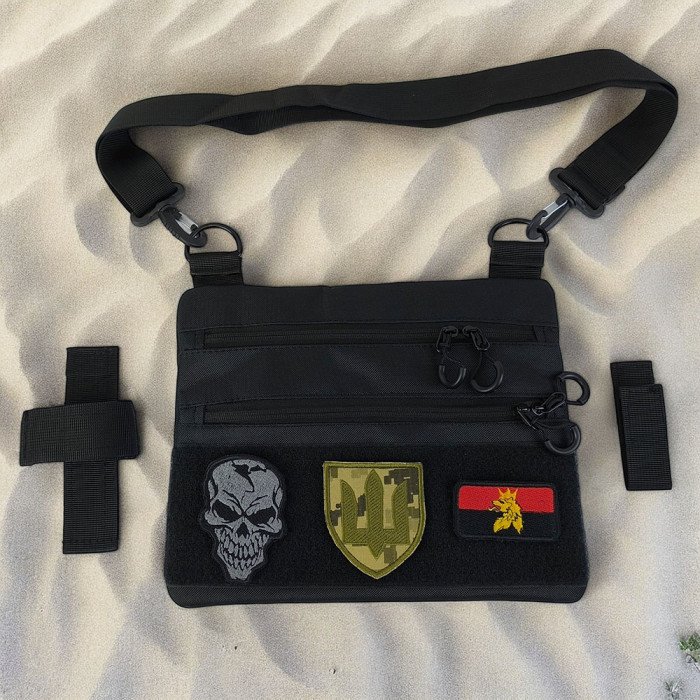 Тактичний рюкзак через плече, Нагрудна сумка чоловіча тактична тканинна, Нагрудна сумка кобура