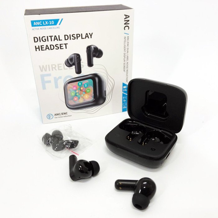 Бездротові навушники LX-10 TWS Earbuds з LED дисплеєм Bluetooth бездротові навушники затички. Колір: чорний
