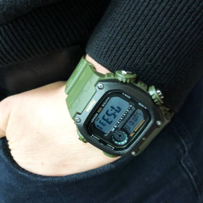 Годинник наручний чоловічий SKMEI 6212/2126AG, Годинник наручний електронний тактичний, Водостійкий годинник