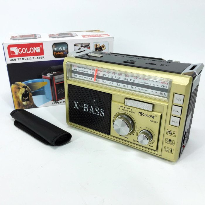 Радіоприймач портативне радіо Golon RX-381 акумуляторний ретро стовпчик usb sd mp3 fm. Колір: жовтий
