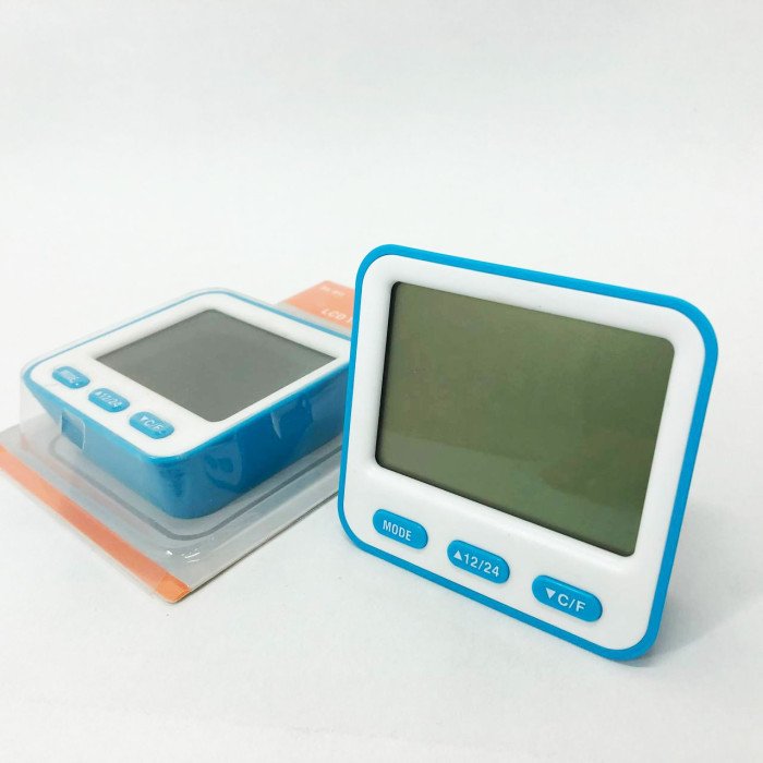 Термометр з гігрометром 854, Гігрометр вимірювання температури, Годинник з дисплеєм температури. Колір: блакитний