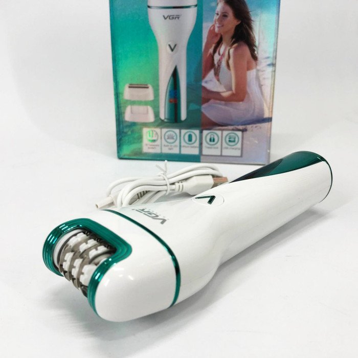 Епілятор акумуляторний жіночий 3 в 1 VGR V-728 Бездротовий електроепілятор пемза бритва для ніг і рук