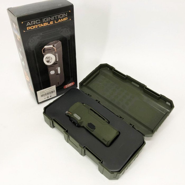 Ліхтарик-запальничка армійська MULTIFUNCTIONAL D51-COB, Запальничка на подарунок в упаковці. Колір: зелений