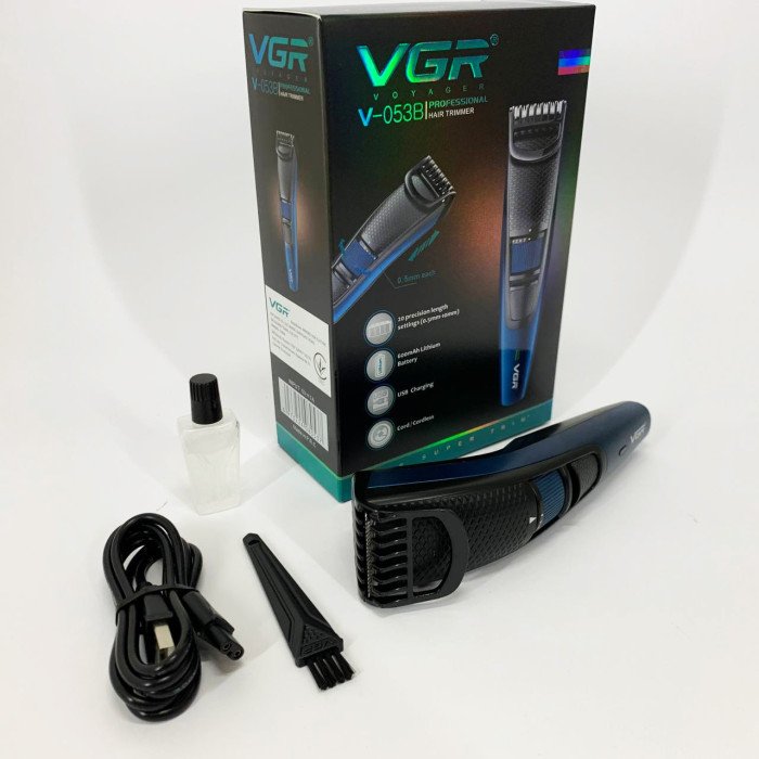 Універсальна акумуляторна машинка VGR V-053B для стрижки волосся, бороди, вусів та тіла, зарядка від USB