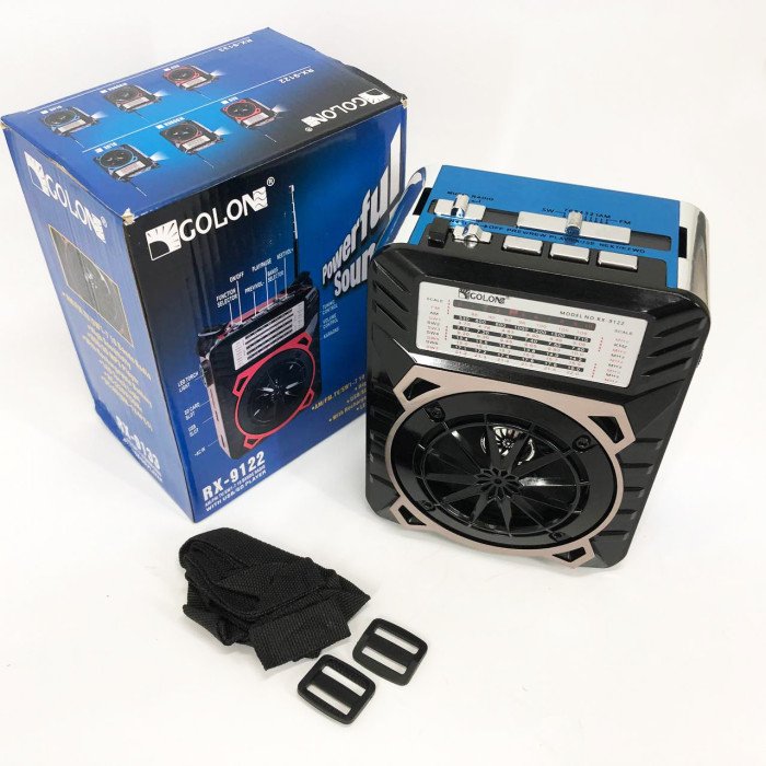 Радіоприймач GOLON RX-9122 портативна колонка всехвильове переносне радіо FM ліхтар LED. Колір: синій