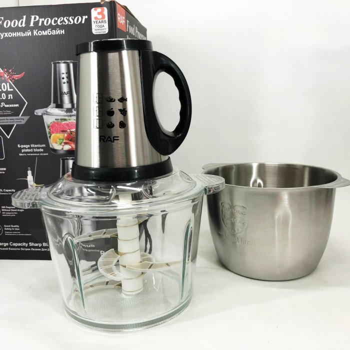 Блендер-подрібнювач RAF R.7028 2 в 1, 300 Вт, 2 чаші, Побутовий потужний подрібнювач продуктів