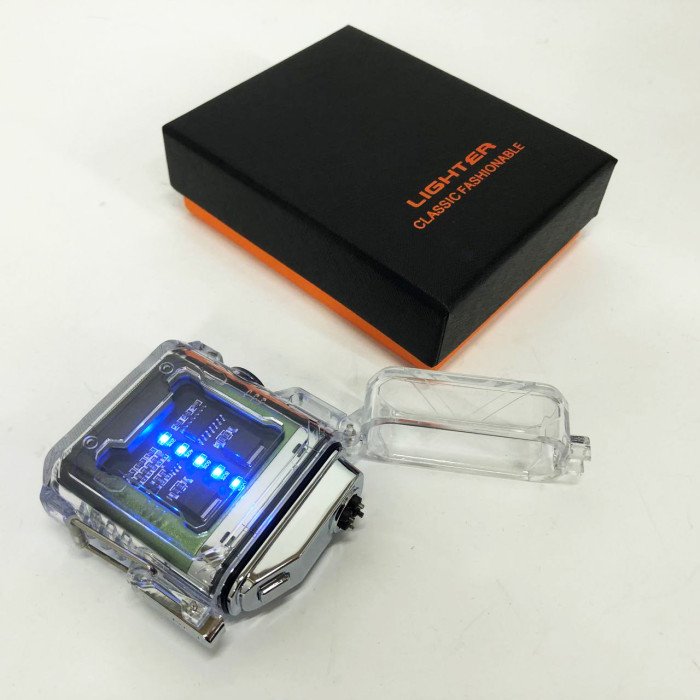 Дугова електроімпульсна запальничка із ліхтариком водонепроникна HL-517, вітрозахисна. Колір: зелений