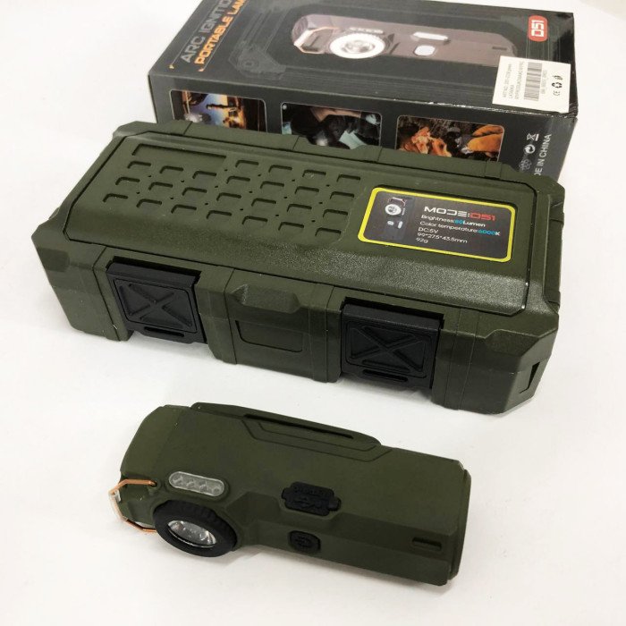 Ліхтарик-запальничка армійська MULTIFUNCTIONAL D51-COB, Запальничка на подарунок в упаковці. Колір: зелений