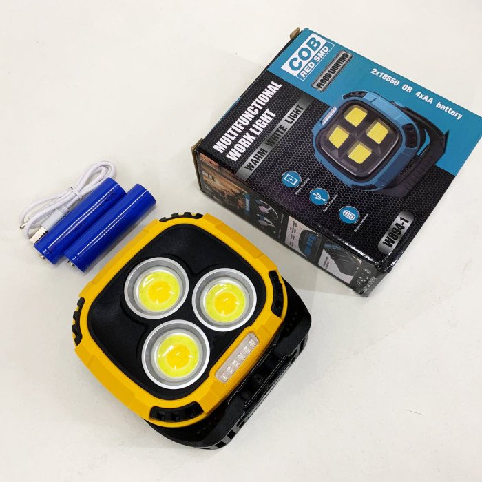 Прожектор ліхтар кемпінг W891-1-3COB(White+Yellow)+5SMD(Red) Power bank