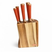 Набір кухонних ножів Edenberg EB-11029 з дерев'яною підставкою 7 предметів Red