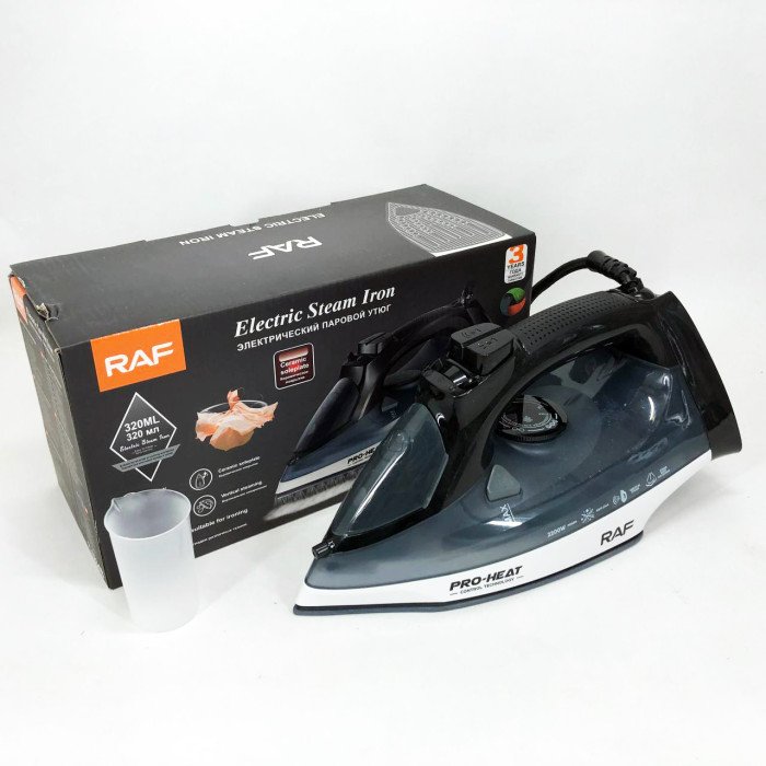 Праска парова RAF R.1234B з керамічною підошвою 2200 Вт, Професійна парова праска. Колір: синій