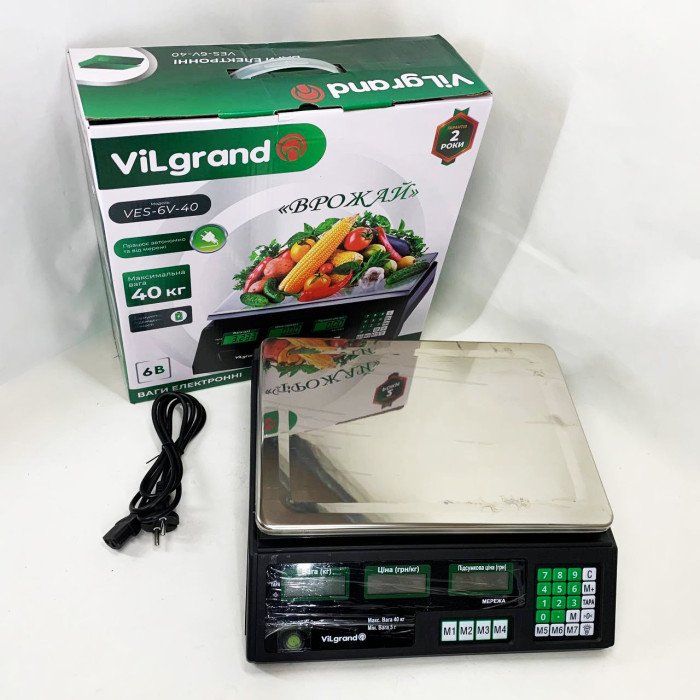 Ваги торговельні ViLgrand VES-6V-40 40 кг з калькулятором та акумулятором