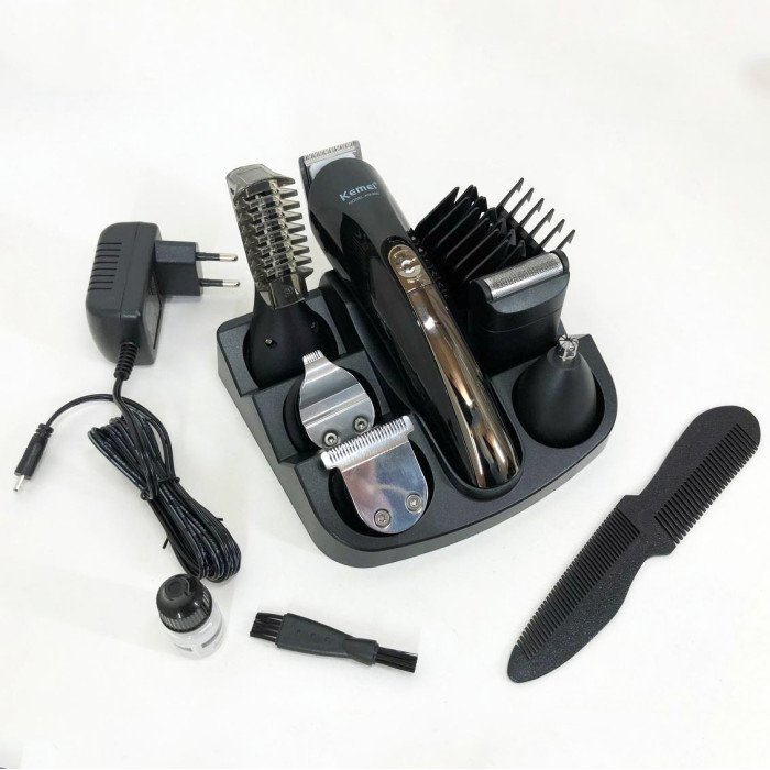 Тример чоловічий Kemei KM-600 універсальний 11 в 1 для стрижки волосся та гоління бороди та носа, бездротовий