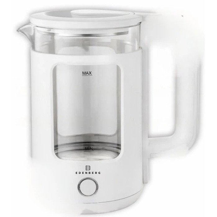 Чайник скляний електричний Edenberg EB-83558 1500Вт Електрочайник з підсвічуванням 2л White