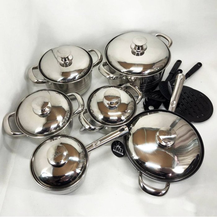 Набір посуду 18 предметів ASTRA A-2518, каструлі з нержавіючої сталі, каструлі з кришками, гарні каструлі