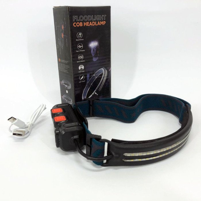 Ліхтар налобний акумуляторний BL-W691-2COB (white/red/RGB) з датчиком руху, потужний ліхтар налобний