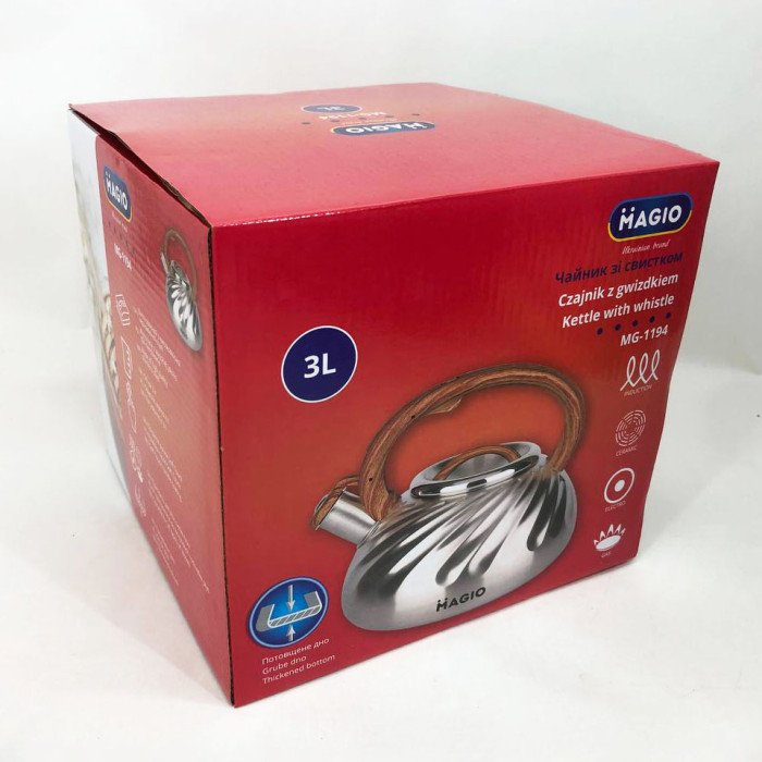 Чайник Magio MG-1194 3 л зі свистком, чайник зі свистком для індукційної плити, чайник газовий
