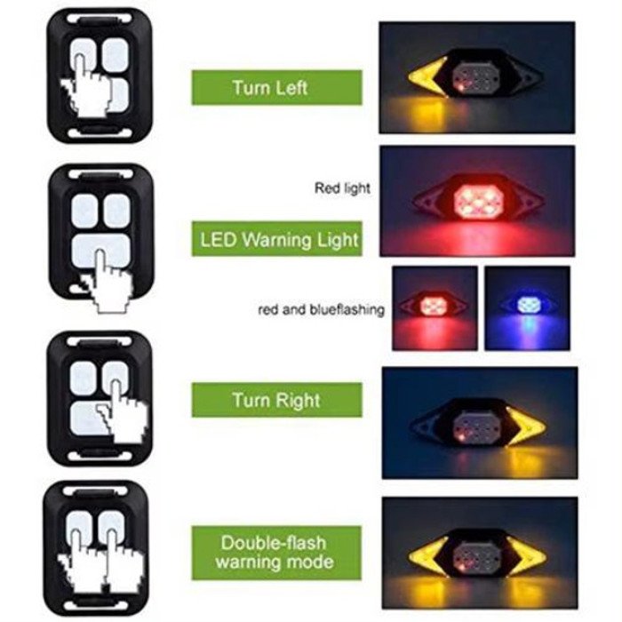 Велоліхтар LY-6700 із зазначенням поворотів (red+yellow+blue), waterproof, Миготливий велоліхтар