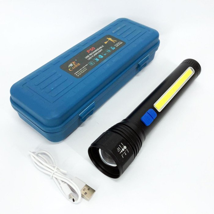 Ліхтар ручний з оптичним зумом CB-C13-P50+COB, Потужний акумуляторний лед ліхтарик, лед ліхтар ручний