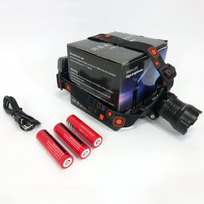 Ліхтар налобний X-Balong XQ-218-HP50 акумуляторний LED zoom з функцією Power Bank 3 режими роботи