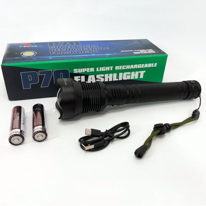 Потужний ліхтарик акумуляторний тактичний X-Balog BL-X92-P70 із зарядкою від USB, тактичний ліхтар