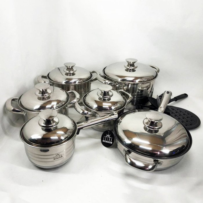 Набір посуду 18 предметів ASTRA A-2518, каструлі з нержавіючої сталі, каструлі з кришками, гарні каструлі