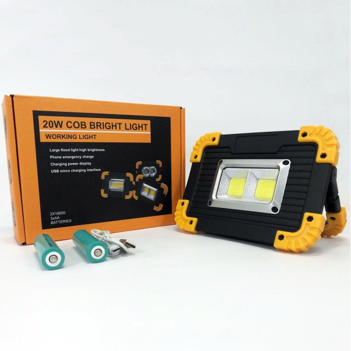 Прожектор світлодіодний Ліхтар L812-20W-2COB 1W power bank, світлодіодні переносні прожектори