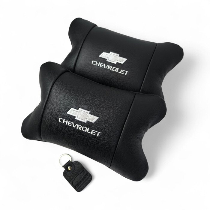 Автомобільні подушки Chevrolet з натуральної італійської шкіри + шкіряний брелок у подарунок