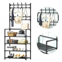 Вішалка для одягу New simple floor clothes rack з полицями для взуття метал