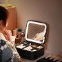Портативна косметичка органайзер дорожній бьюті кейс з ручкою для перенесення дзеркалом та світлодіодним LED-підсвічуванням
