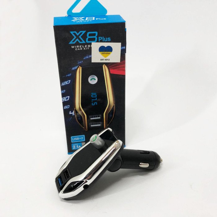 Автомобільний FM модулятор Bluetooth FM X8 plus, FM модулятор з флешкою ​​від прикурювача