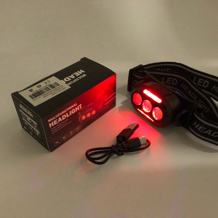 Ліхтарик налобний YD02-COB (White+red+blue), Ліхтарі налобні для активних людей, ліхтар для туризму