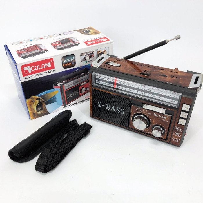Радіоприймач портативне радіо Golon RX-381 акумуляторний ретро стовпчик usb sd mp3 fm. Колір: коричневий