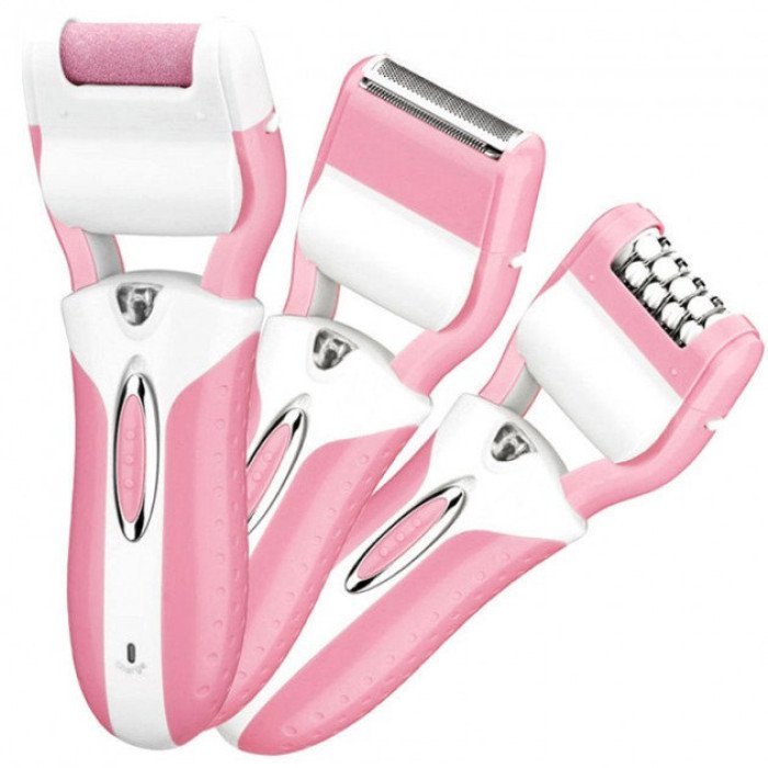 Епілятор депілятор жіночий електричний бездротовий + триммер + пемза 3 в 1 Gemei GM-3052