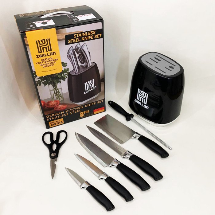 Набір ножів із нержавіючої сталі з основою Rainberg RB-2330 Black