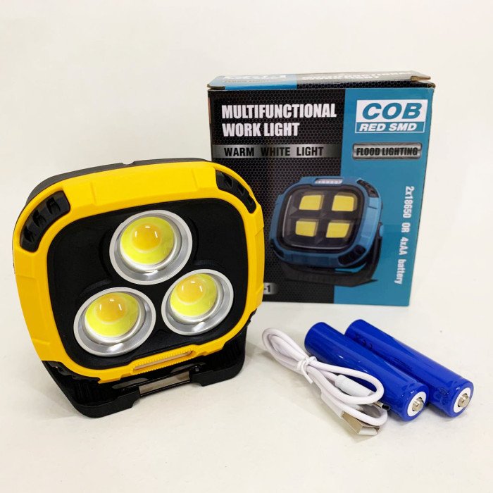 Прожектор ліхтар кемпінг W891-1-3COB(White+Yellow)+5SMD(Red) Power bank