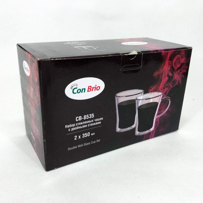 Набір кухлів з подвійним дном Con Brio CB-8535-2 350 мл 2 шт, чайні чашки з подвійним дном