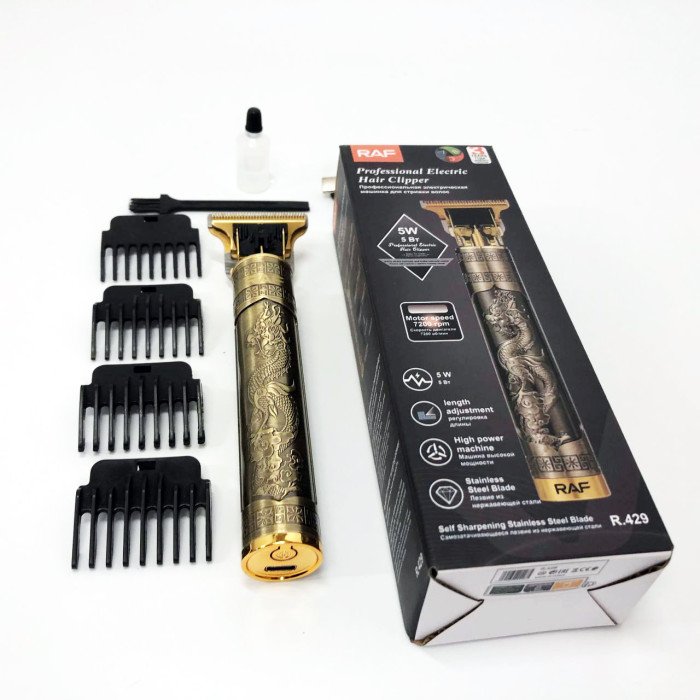 Професійна акумуляторна машинка триммер RAF R.429 для стрижки волосся 5 Вт