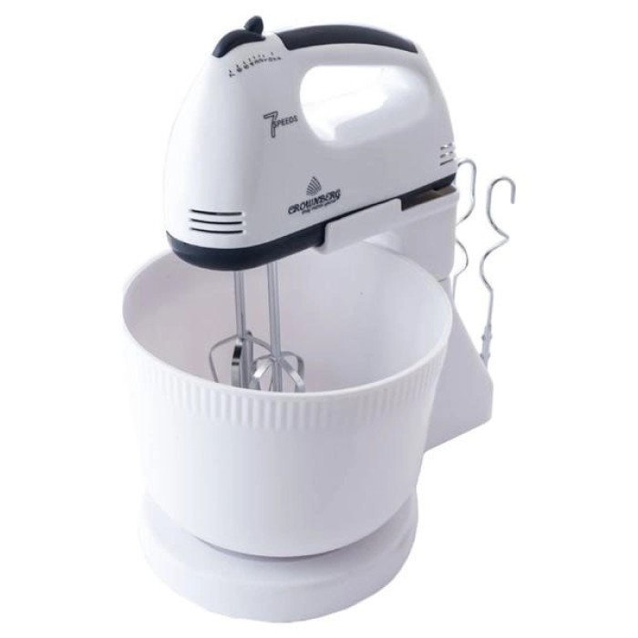 Міксер Crownberg CB-7320 ручний з підставкою та ємністю 2л 300 Вт на 7 швидкостей, кухонний тістоміс