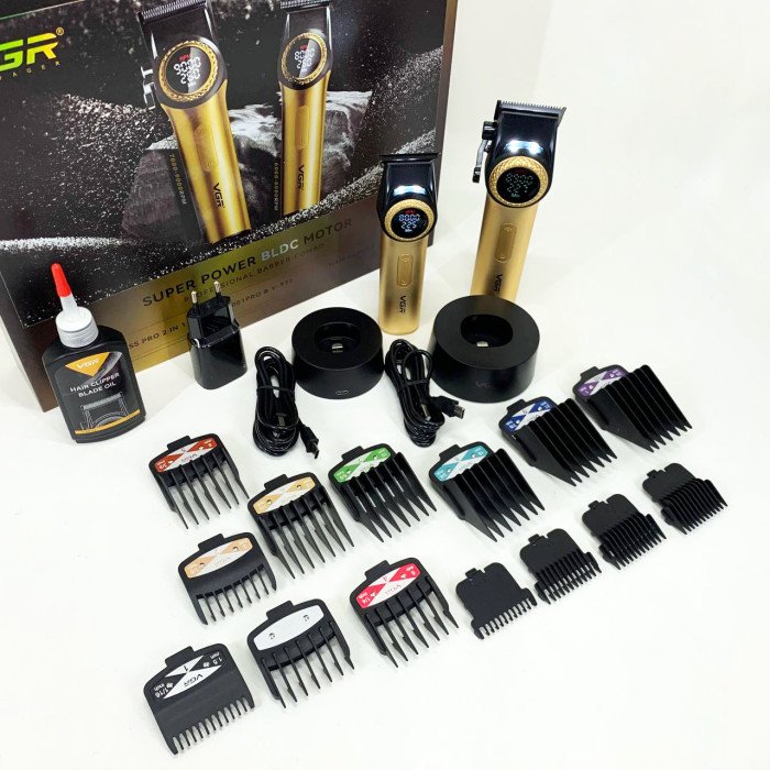 Набір VGR 2 в 1 V-001 V-977 GOLD, акумуляторна машинка для стрижки та триммер. Колір: золотий