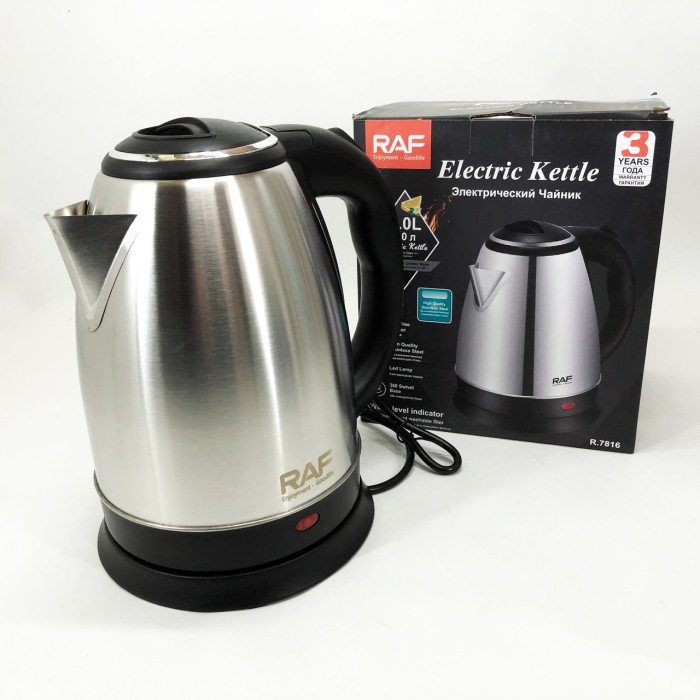 Електрочайник RAF R.7816 металевий дисковий 2 л 2200 Вт, Потужний кухонний чайник