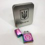 Дугова електроімпульсна запальничка USB Україна металева коробка HL-447. Колір: хамелеон